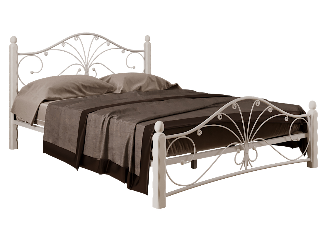 фото Односпальная кровать сандра кремовый металл, каркас/белый массив, опоры, 120х200 см форвард