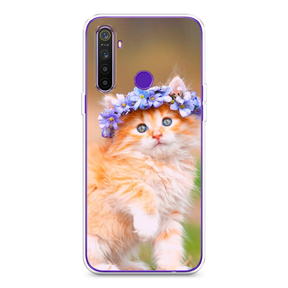 

Чехол Awog на Realme 5 "Рыжий кот в венке", Разноцветный, 251550-1