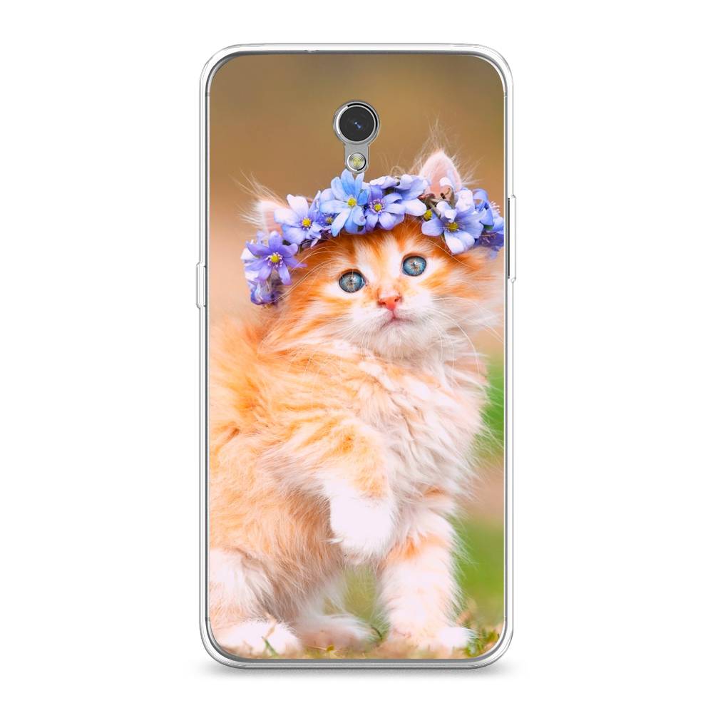 

Чехол Awog на ZTE Blade V7 / ЗТЕ Блэйд V7 "Рыжий кот в венке", Разноцветный, 131150-1