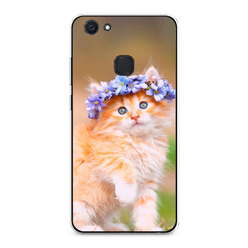 

Чехол Awog на Vivo V7 Plus "Рыжий кот в венке", Разноцветный, 260750-1