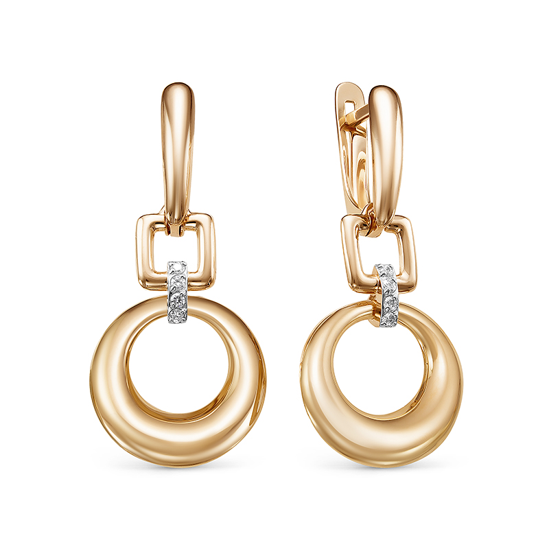 

Серьги подвески из красного золота ЯХОНТ Золотой 229980, фианит, 229980