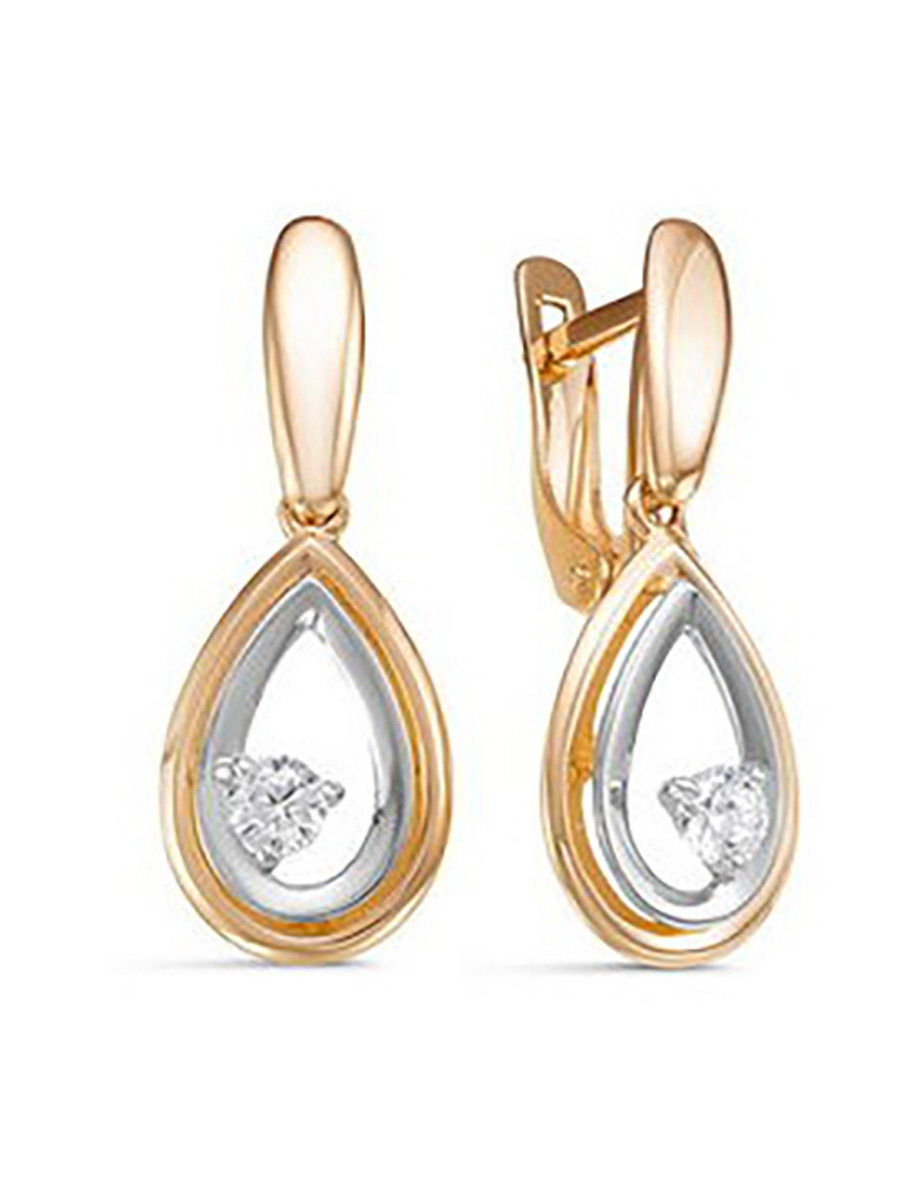 

Серьги из желтого золота с фианитом ЯХОНТ Ювелирный 229998, 229998