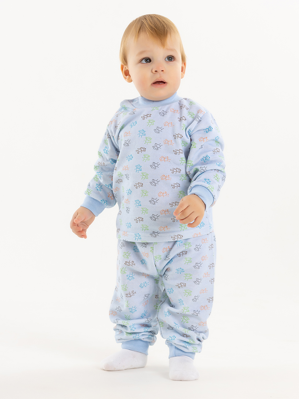 Пижама детская Желтый кот 606ф, голубой, 86