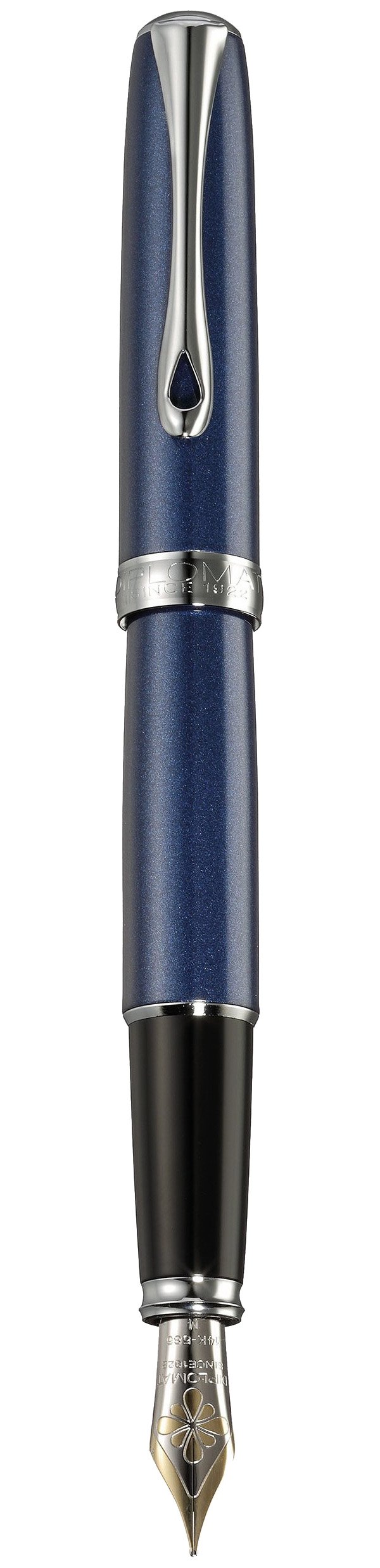 

Перьевая ручка Diplomat Excellence A2 Midnight Blue Chrome перо золото 14K F D40209013