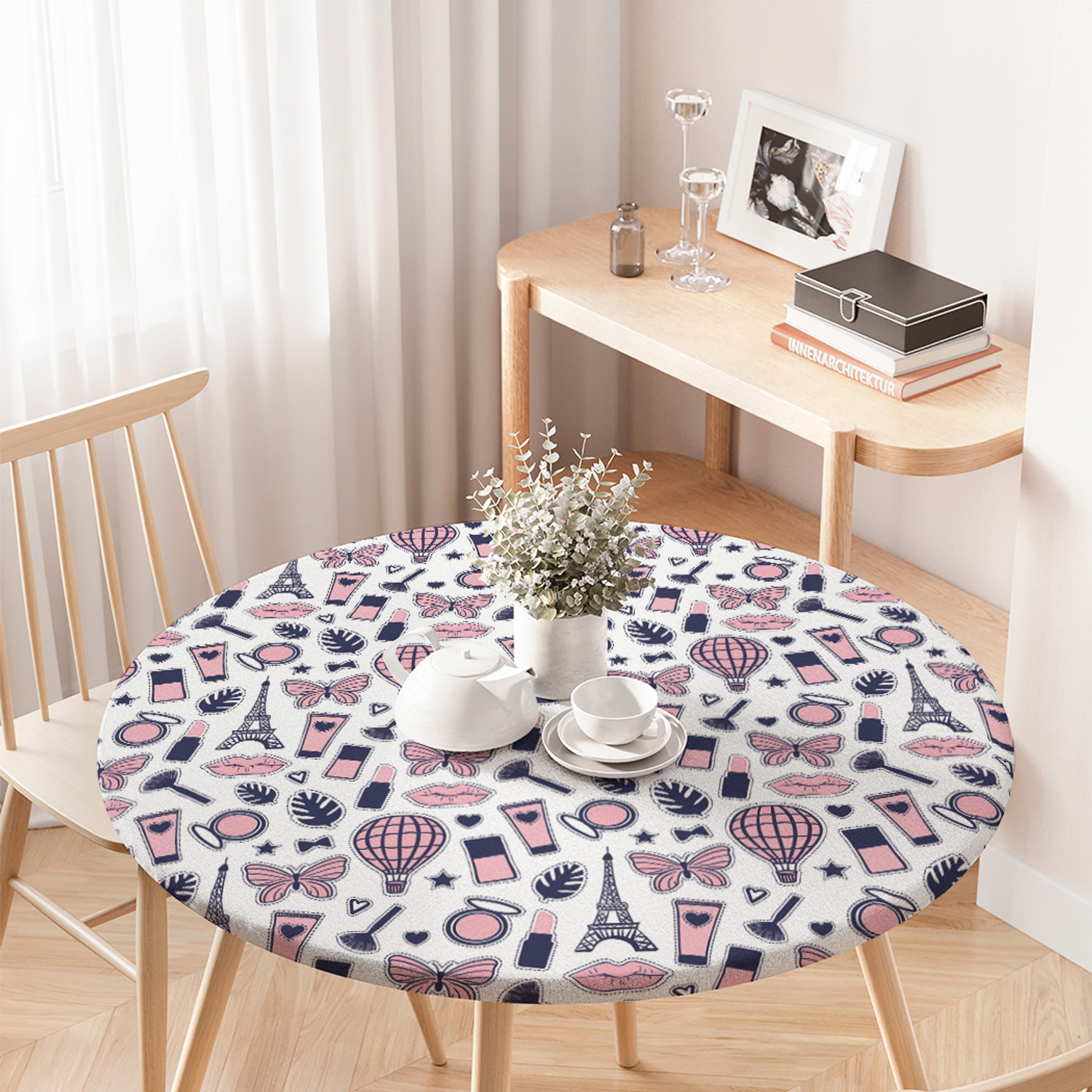 

Скатерть на кухонный стол Девчачьи штучки на резинке 75-100 см, Белый, Девчачьи штучки