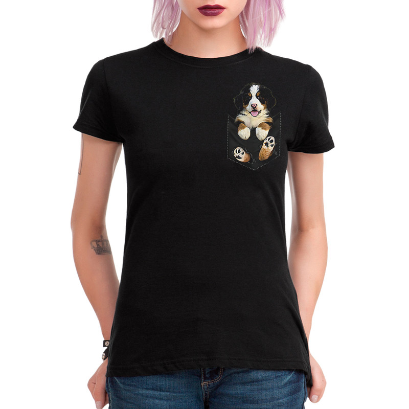 

Футболка женская Dream Shirts Песик в Кармашке черная S, Черный, Песик в Кармашке