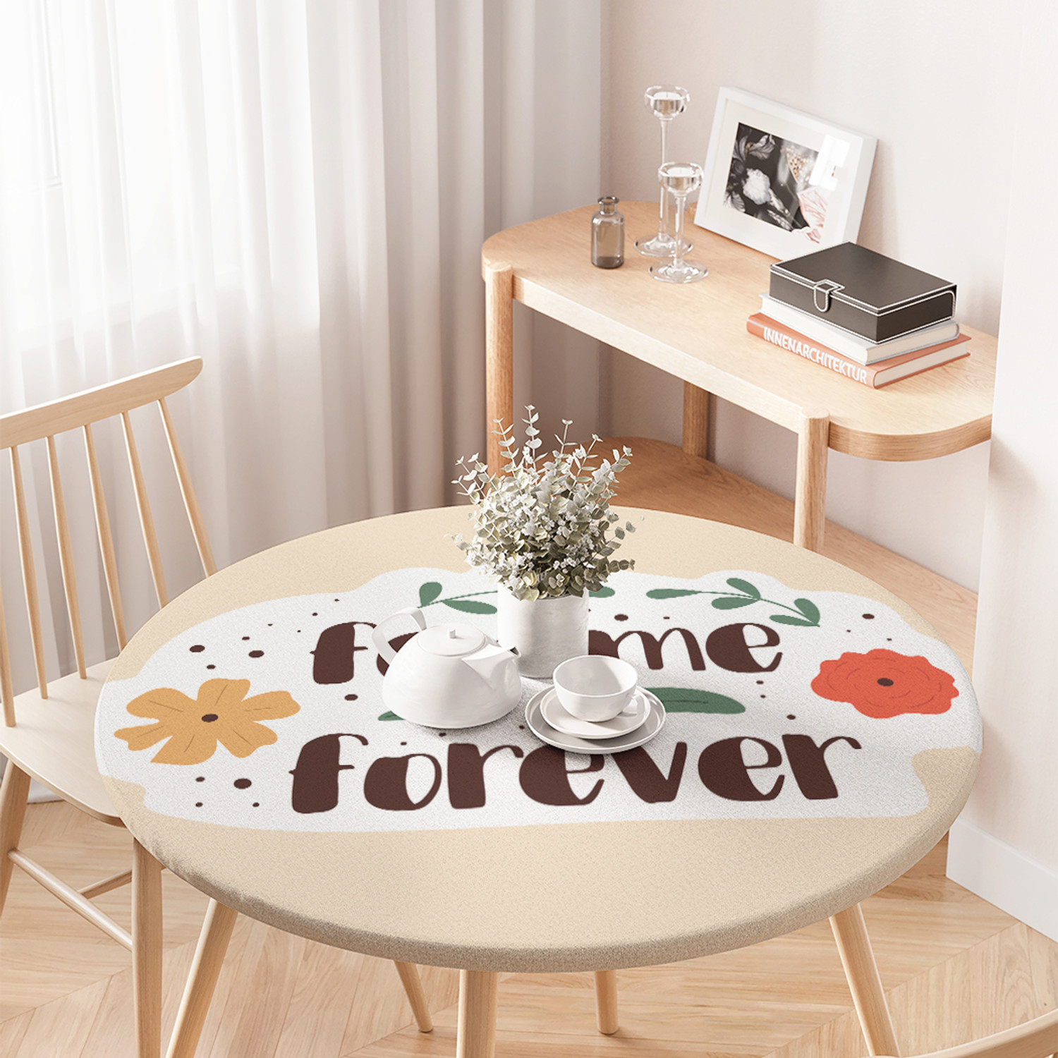 

Скатерть на кухонный стол Femme forever на резинке 75-100 см, Бежевый, Femme forever