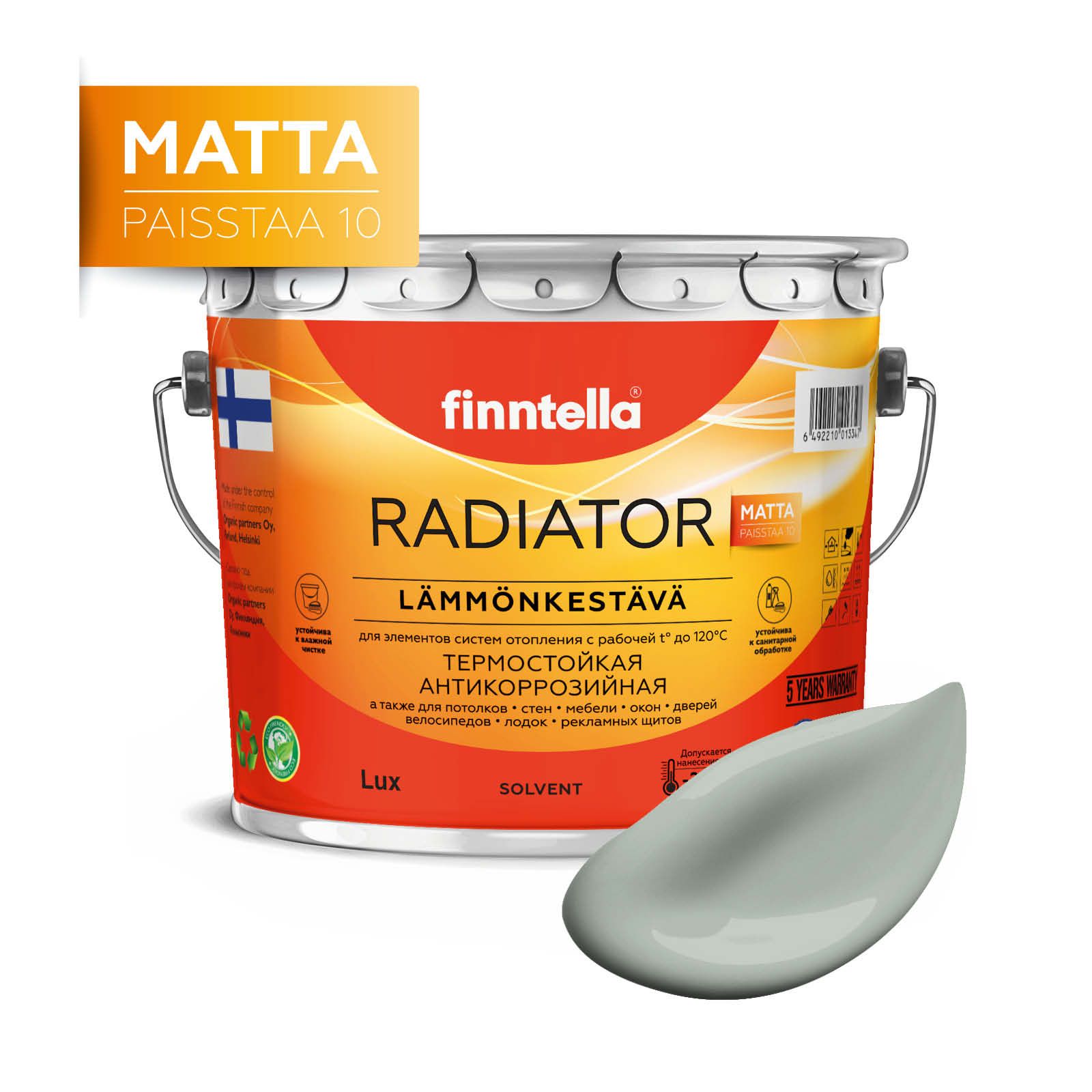 

Краска RADIATOR Matta, POLY серо-зеленый, 2,7л, RADIATOR Matta