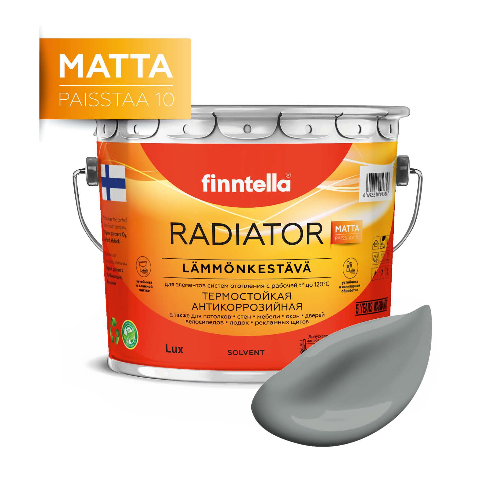

Краска RADIATOR Matta, TIINA темно-серый, 2,7л, RADIATOR Matta