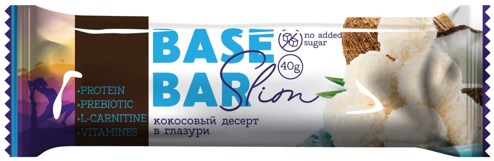 Протеиновый батончик Base Bar Slim 40 г с L-карнитином кокос 10 шт 777₽