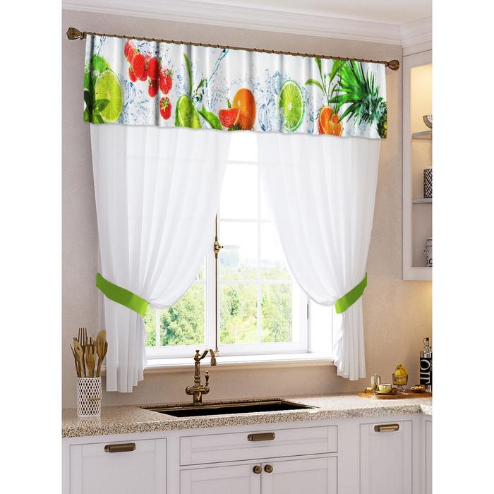 Тюль ВиЭлСи Юна, 294x160 см, белый/разноцветный, 6623067