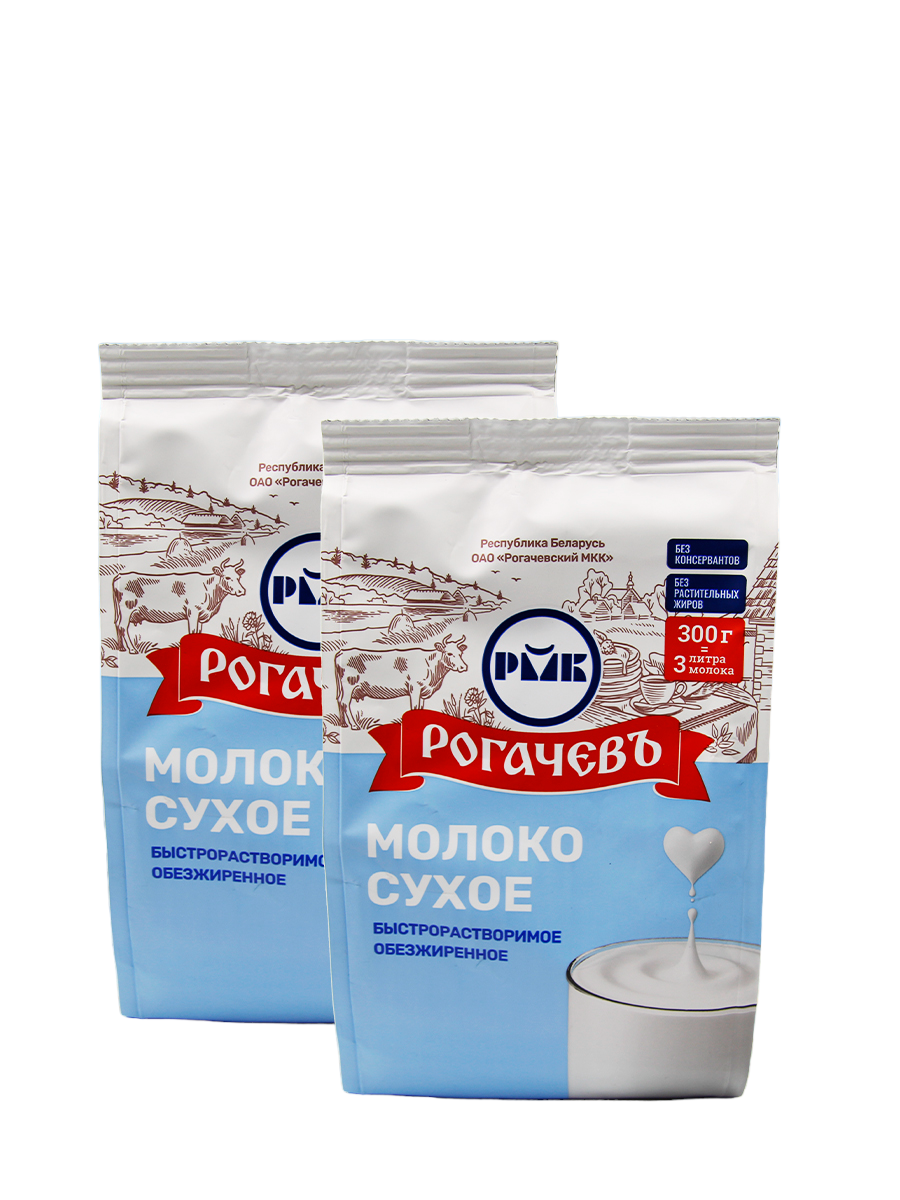 Молоко сухое Рогачев обезжиренное Калинка, 2 шт по 300 г