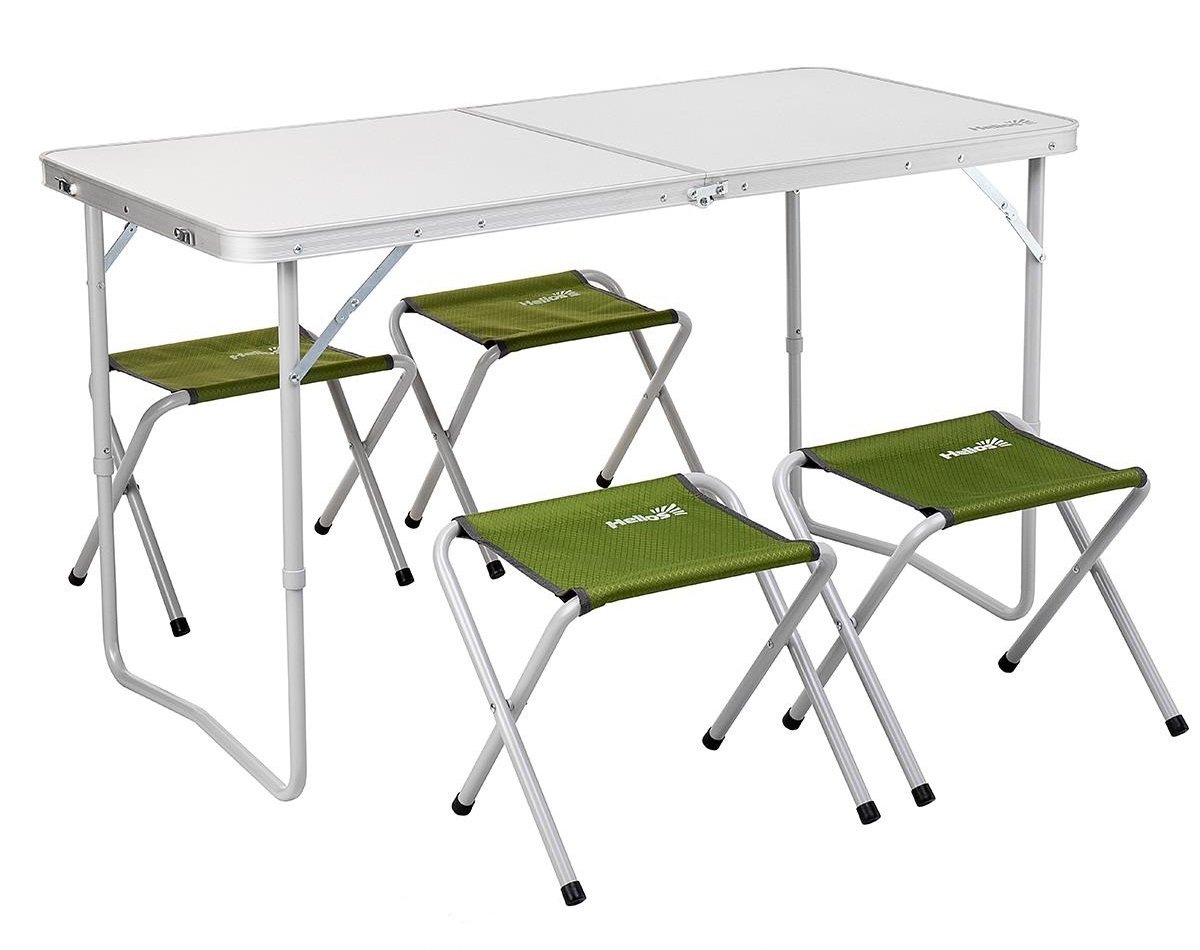 фото Набор мебели (сталь), стол + 4 табурета (т-fs-21407+21124-sg) helios (зеленый, ) тонар