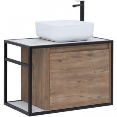 

AquaNet Тумба под раковину Aquanet Nova Lite Loft 75L 261658 подвесная Дуб рустикальный