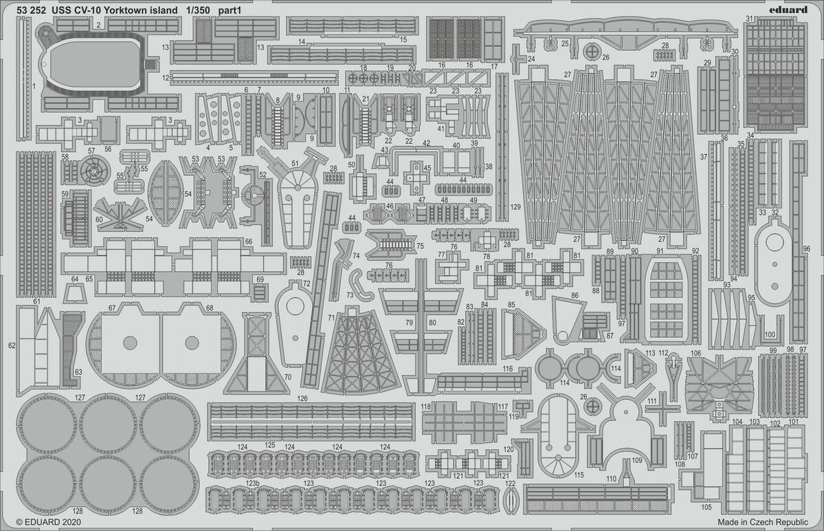 

Фототравление Eduard 53252 0 USS CV-10 Yorktown island 1/350, Однотонный