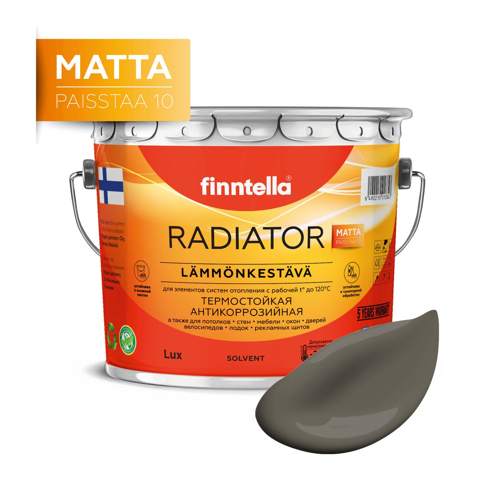 

Краска RADIATOR Matta, MUTTERI коричневый, 2,7л, RADIATOR Matta