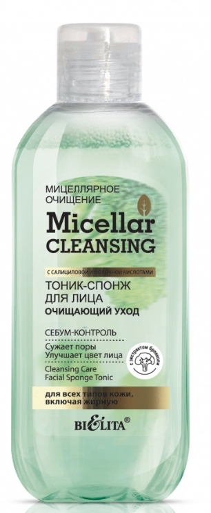 Micellar cleansing Тоник-спонж для лица Очищающий уход 200мл (Белита)