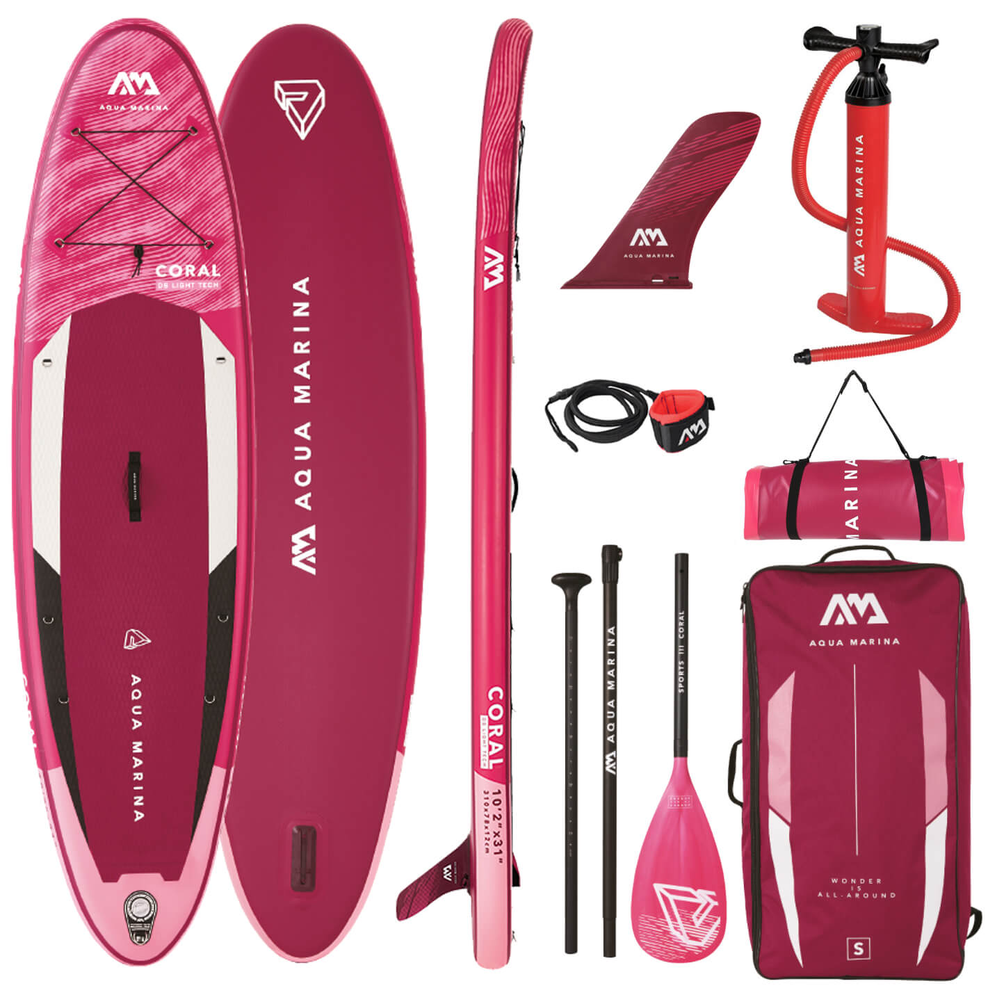 фото Надувная sup-доска aqua marina 10'2 all-around advanced coral 2022 310x78x12 см