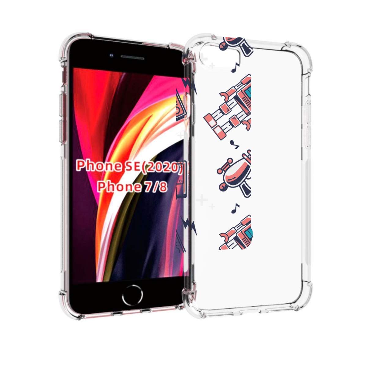 

Чехол MyPads мини-роботы для iPhone 7 4.7 / iPhone 8 / iPhone SE 2 (2020), Прозрачный, Tocco