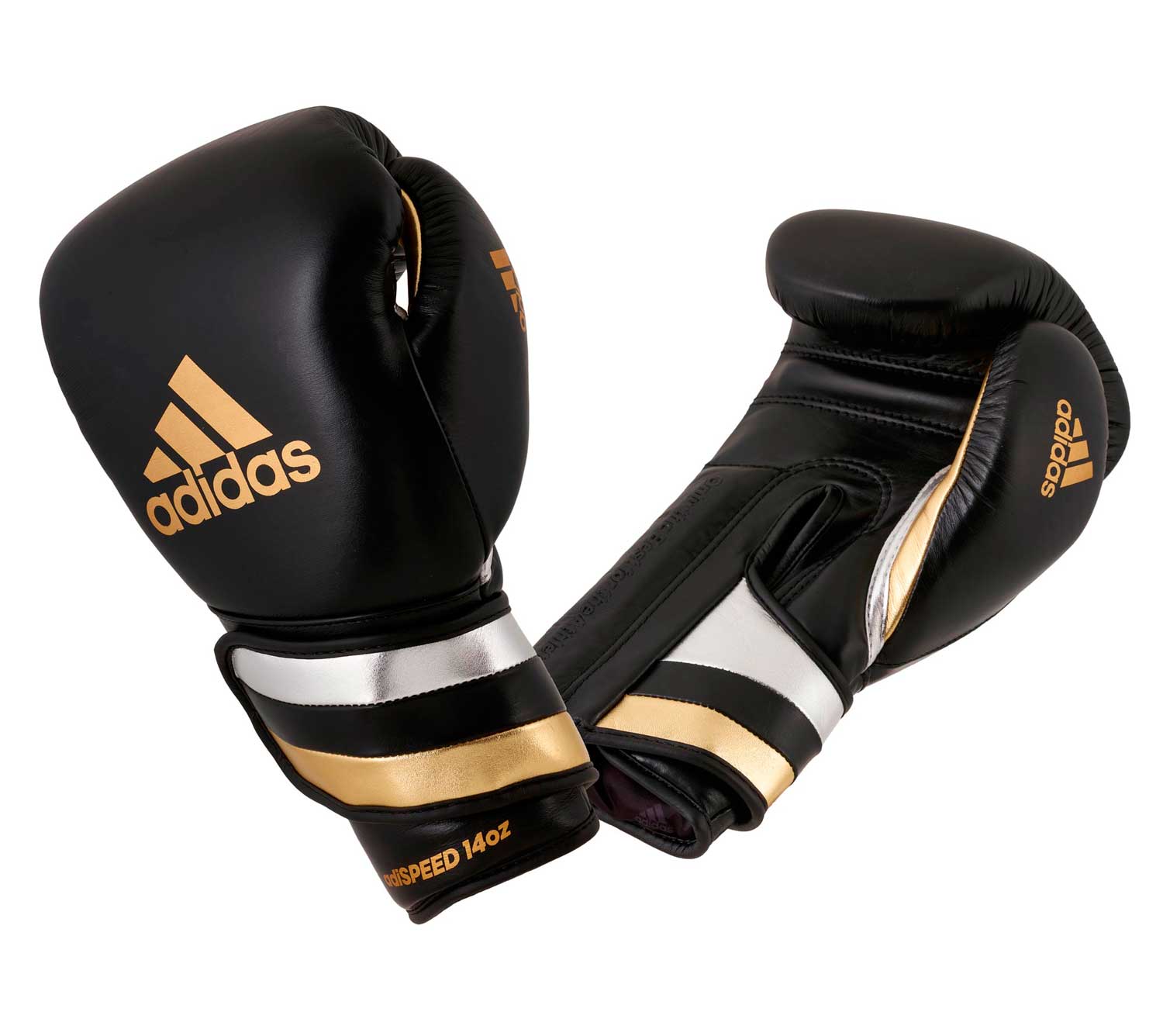Перчатки боксерские AdiSpeed черно-золото-серебристые (вес 18 унций)