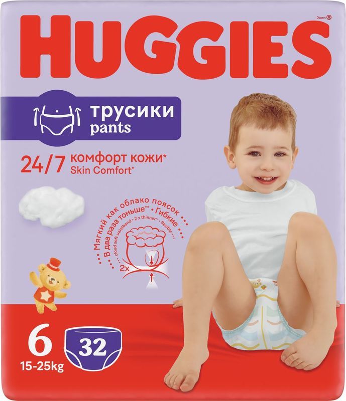 

Трусики-подгузники Huggies Unisex 6 (15-25 кг) 32 шт