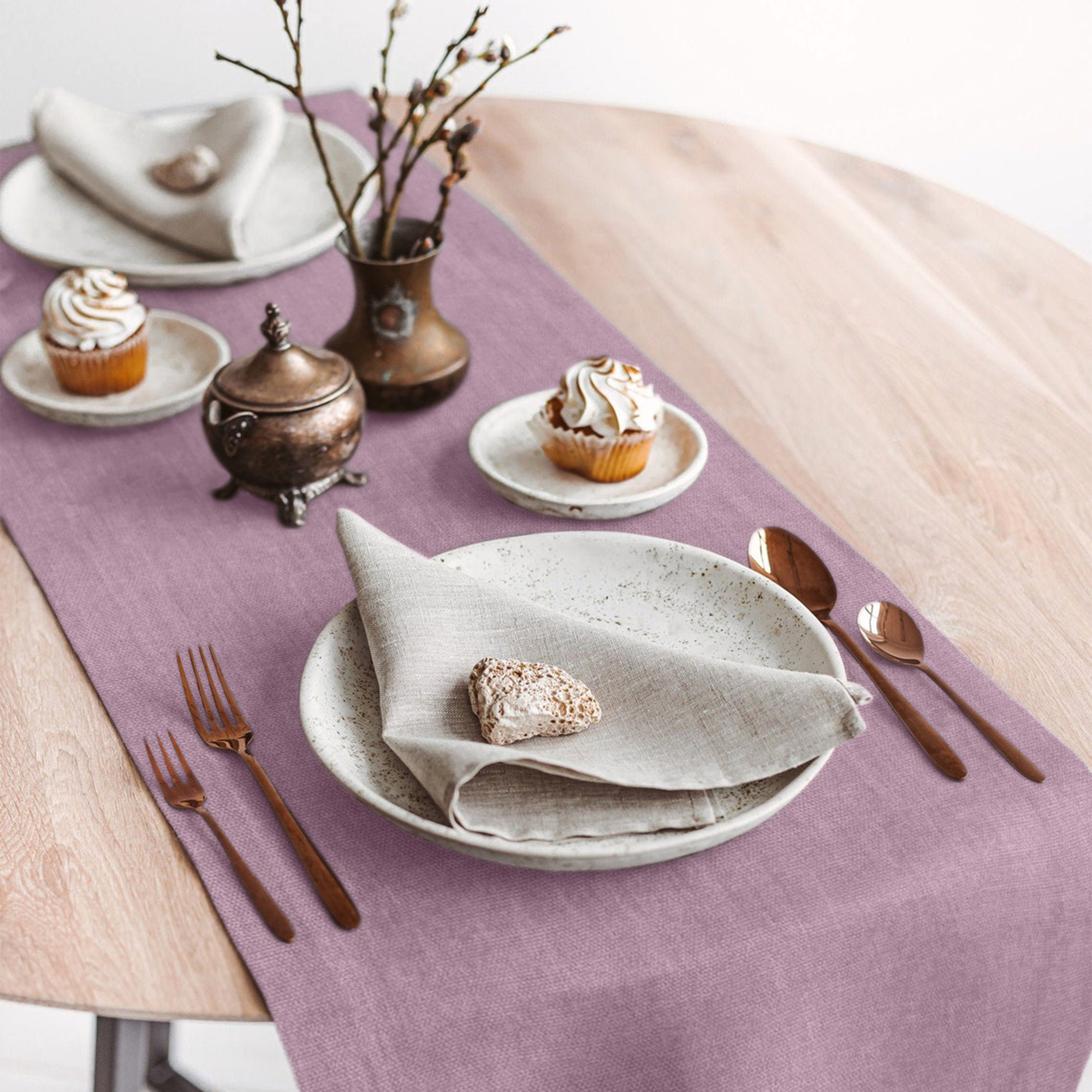 

Сервировочная дорожка LOVEME Рогожка под лен 40х140 скатерть на стол оттенок Амброзия, Фиолетовый, Рогожка