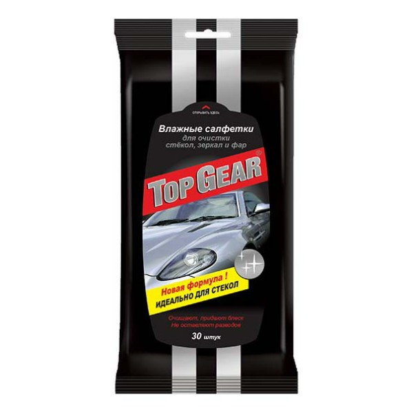 

Влажные салфетки Top Gear для очистки стекол зеркал и фар