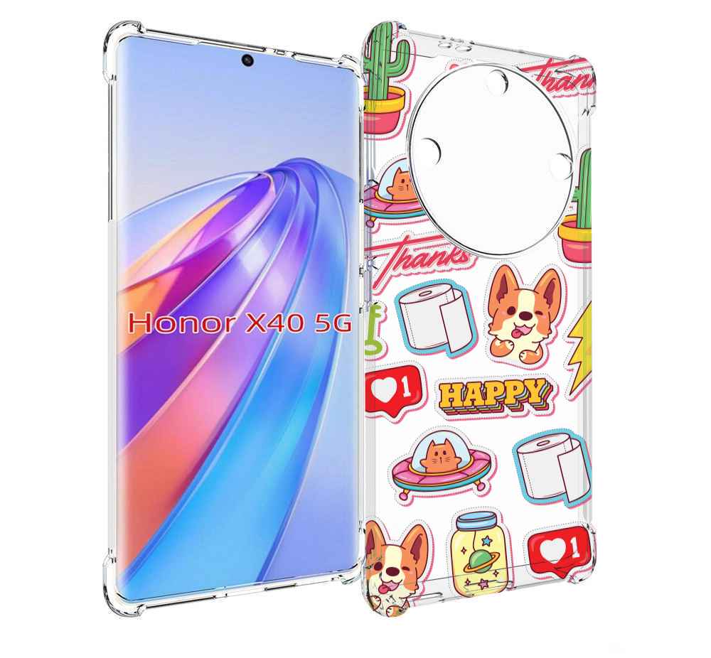 

Чехол MyPads милые-стикеры-корги для Honor X40, Прозрачный, Tocco
