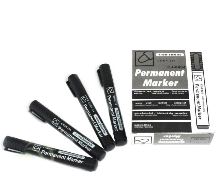

Перманентный чёрный маркер Permanent Marker CJ-8004, 12 шт, Черный