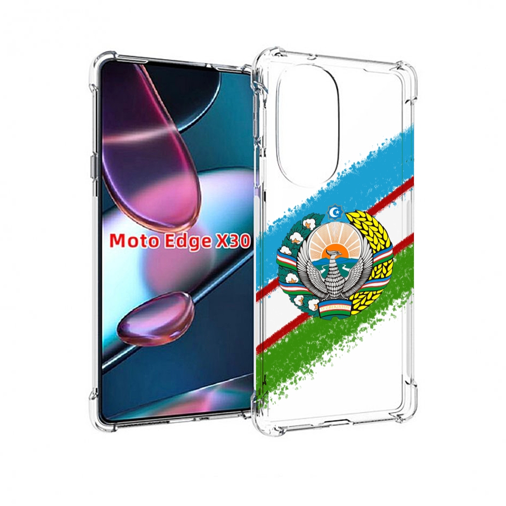 

Чехол MyPads Герб флаг Узбекистана для Motorola Moto Edge X30, Прозрачный, Tocco