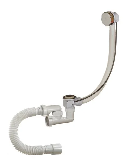 Сифон для ванны ОРИО1 1/2 х 40 полуавтомат,регулир с переливом и гибкой трубой 40/50