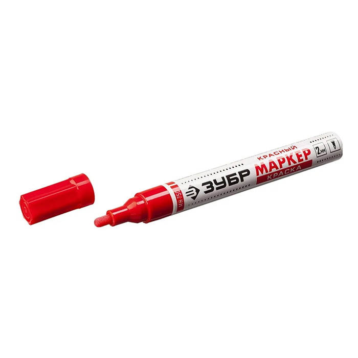 ЗУБР МК-400 красный, 2-4 мм маркер-краска, круглый наконечник промышленный круглый лаковый маркер мелодия а