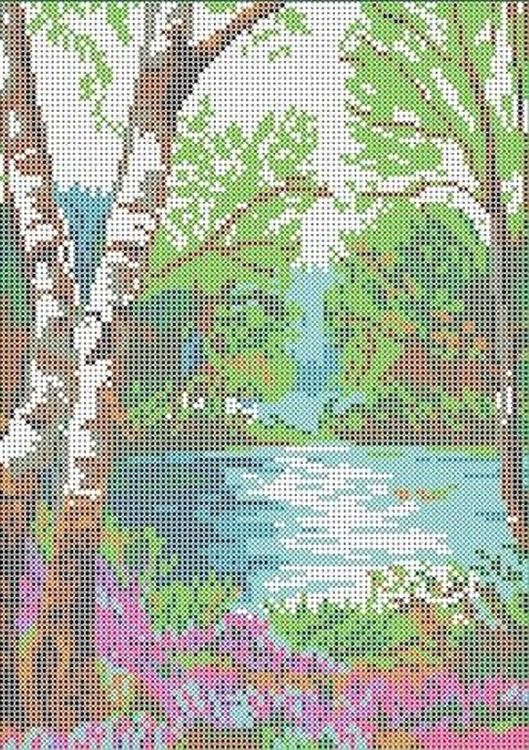 

Рисунок на ткани «У реки»