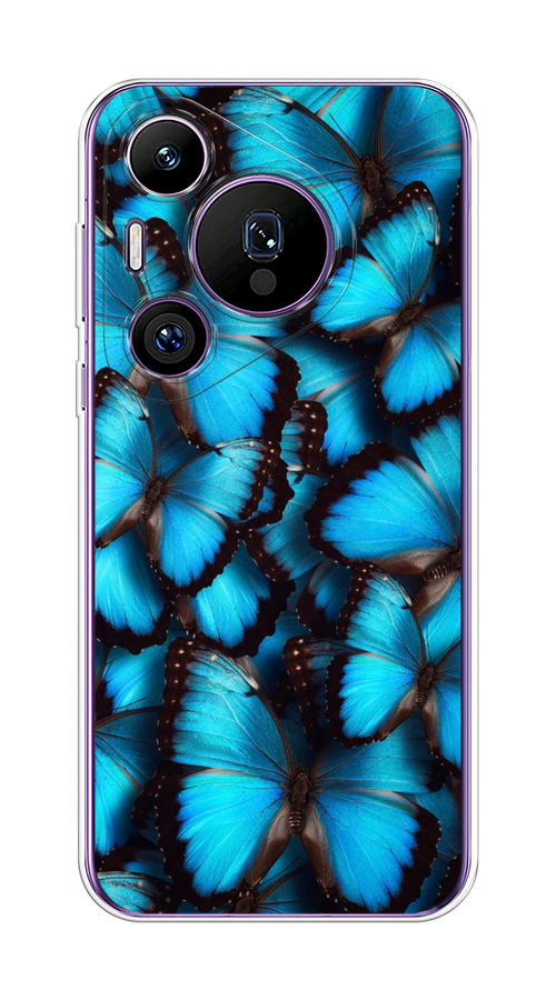 

Чехол на Huawei Pura 70 Pro/70 Pro Plus "Тропическая бабочка 2", Голубой;черный, 6124150-1