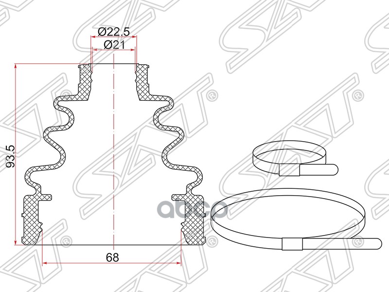 фото Пыльник шруса внутренний fr (передний) mazda cx-5 (2 хомута. резина) sat арт. bkfd-021