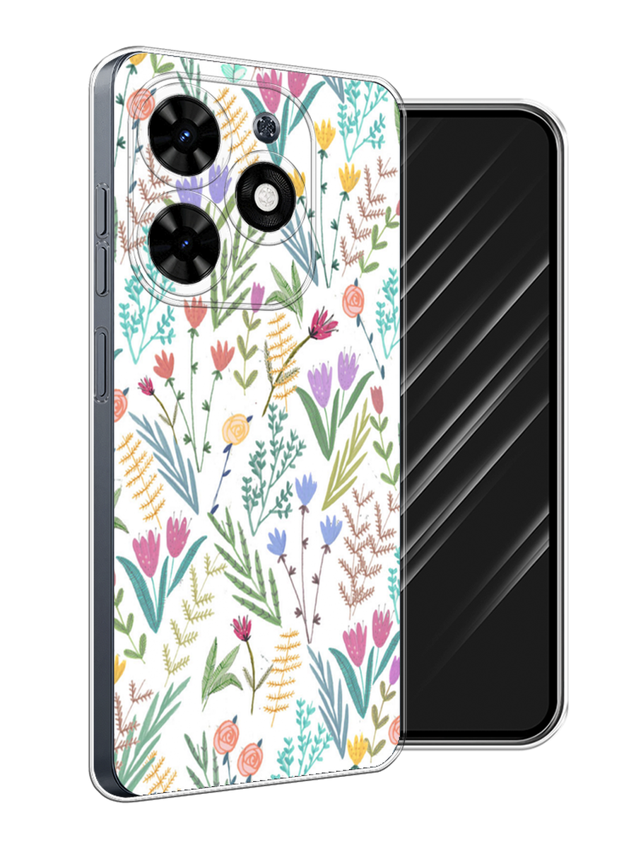 

Чехол Awog на Tecno Spark Go 2024 "Полевые цветы рисунок", Белый;зеленый, 304650-1