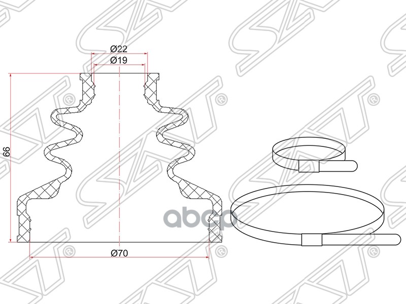 фото Пыльник шруса наружный rr (задний) subaru impreza gg (2 хомута. резина) sat арт. c-1754