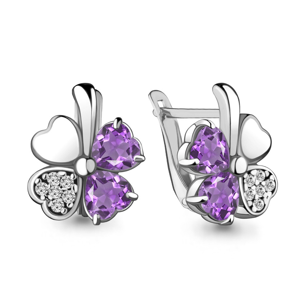 

Серьги из серебра ЯХОНТ Золотой 234205, аметист/фианит, 234205