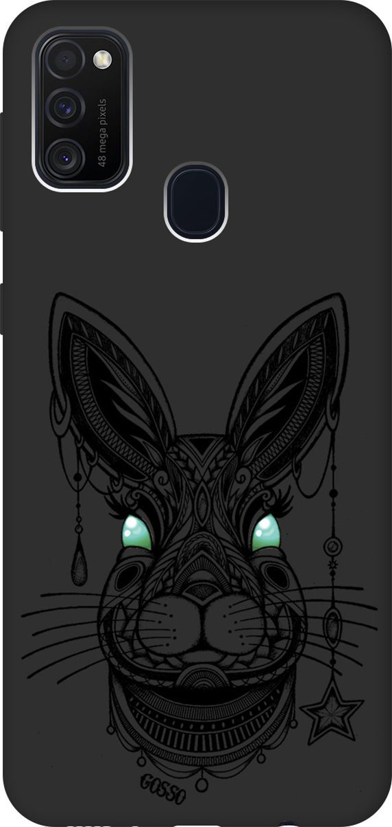 

Матовый чехол на Samsung Galaxy M21/M30s с принтом "Grand Rabbit" черный, Черный;голубой, 238