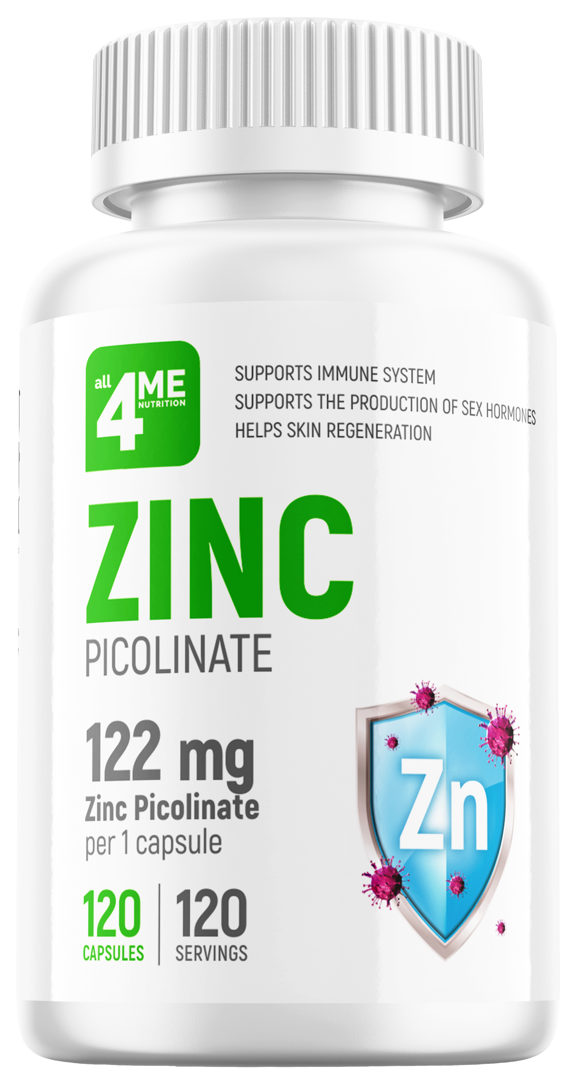 Купить Zinc Picolinate all4ME Nutrition капсулы 122 мг 120 шт.