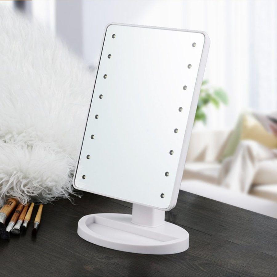 

Зеркало настольное косметическое с LED подсветкой для макияжа, Белый