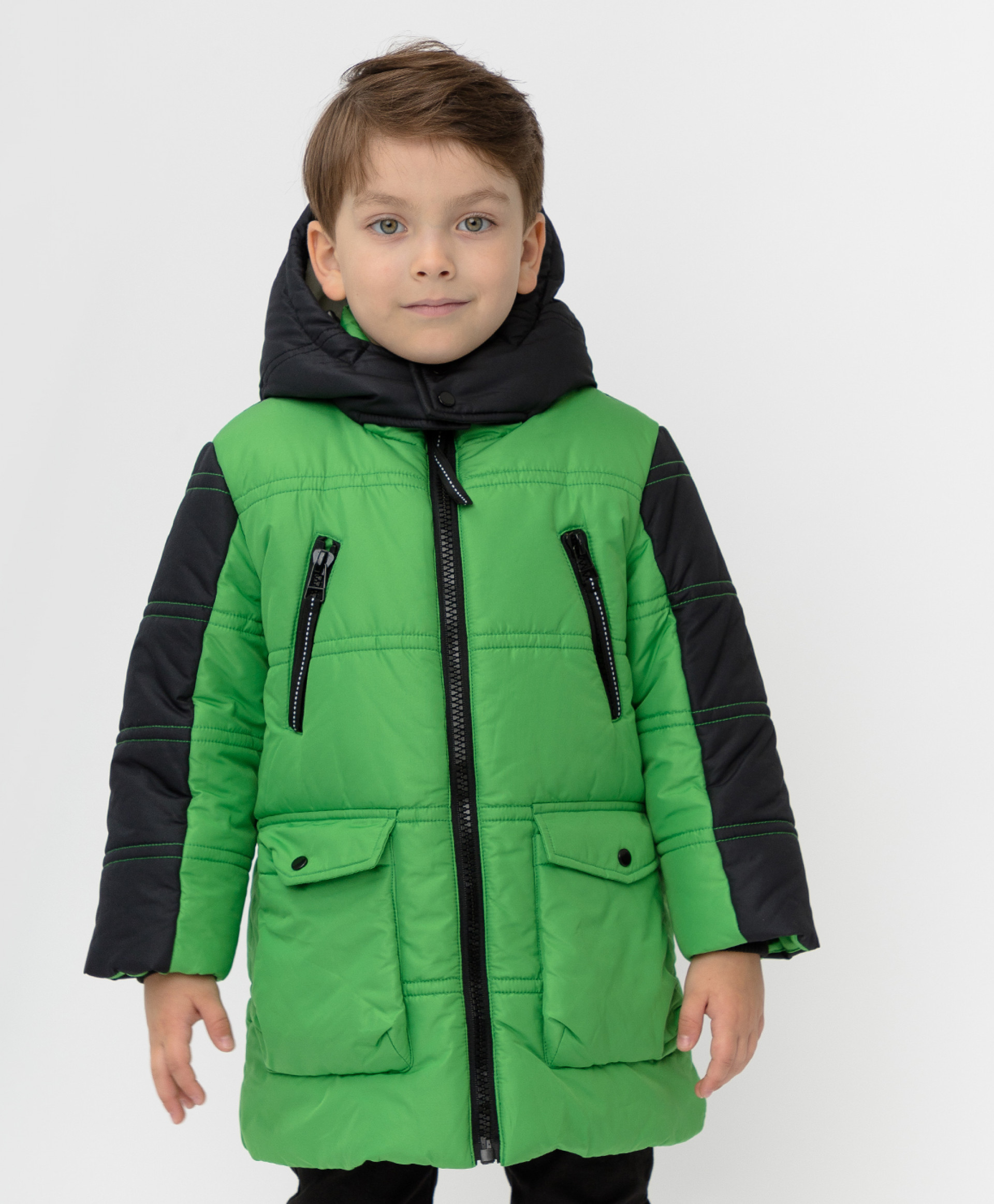 Зеленое зимнее пальто Button Blue размер 104 220BBBMC45024800