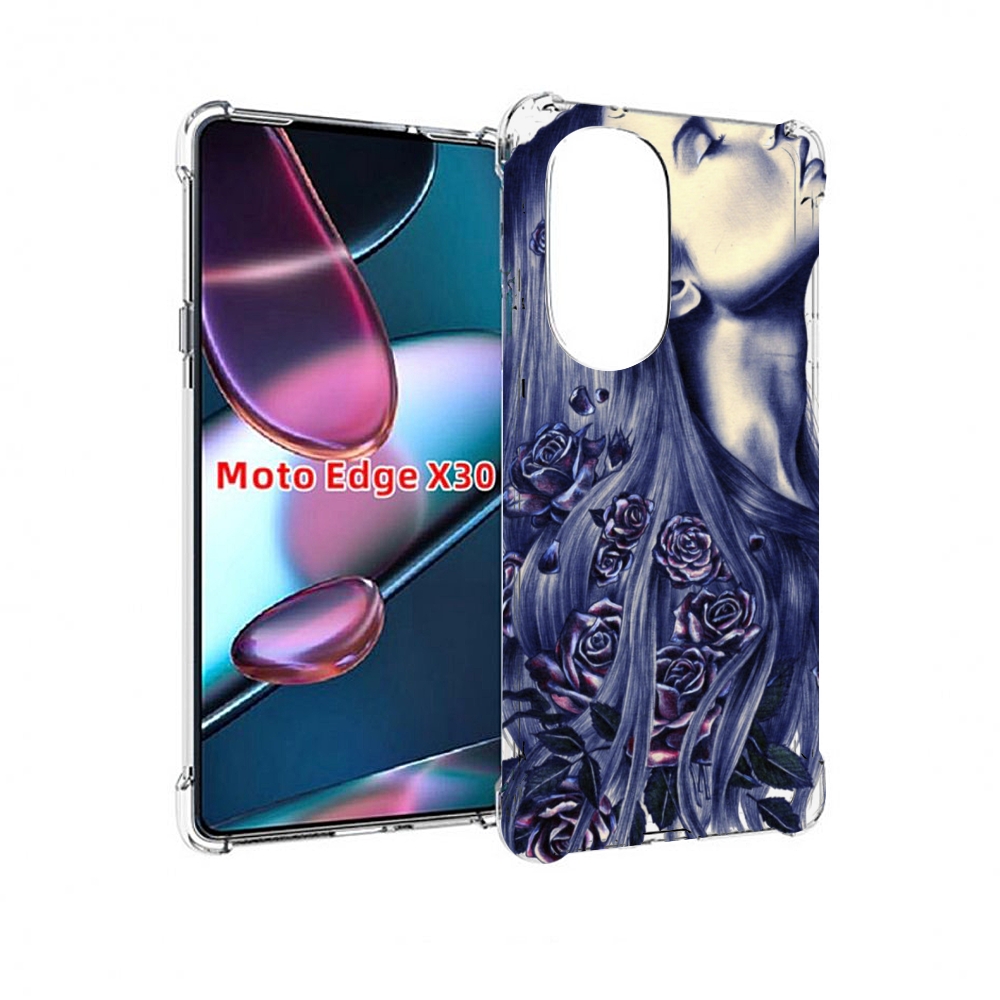 

Чехол MyPads Девушка с розами женский для Motorola Moto Edge X30, Прозрачный, Tocco