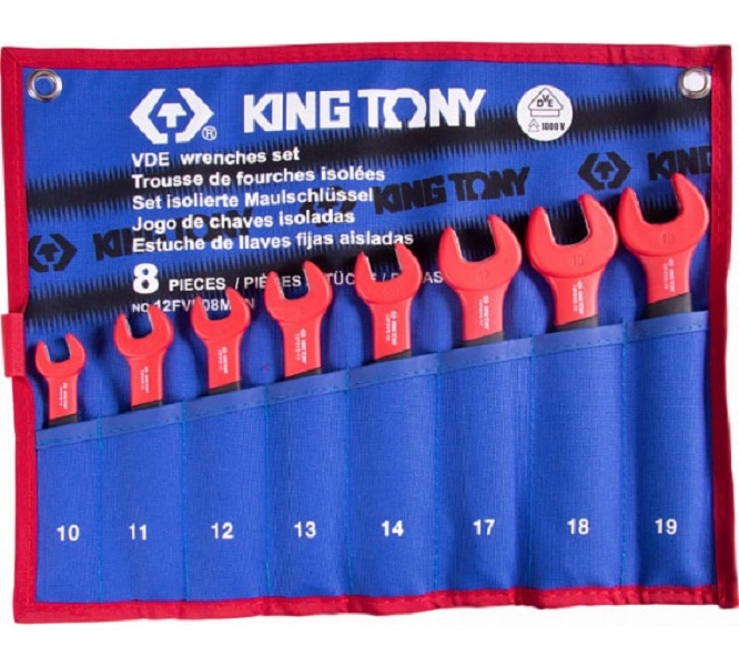 Набор рожковых диэлектрических ключей, 10-19 мм 8 предметов KING TONY 12FVE08MRN