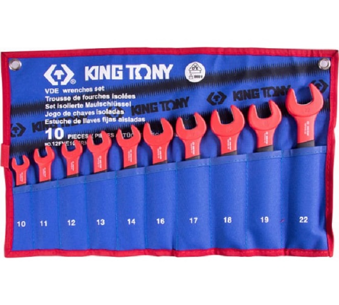 Набор рожковых диэлектрических ключей, 10-22 мм 10 предметов KING TONY 12FVE10MRN