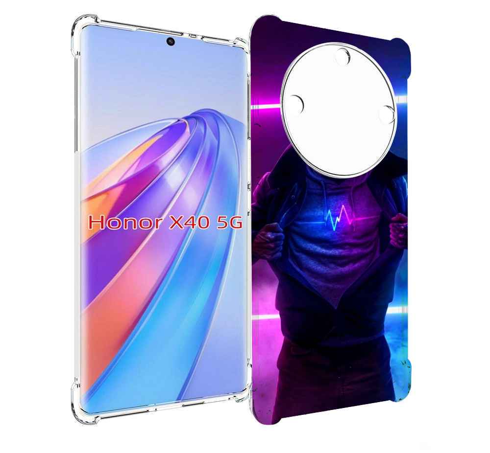 

Чехол MyPads парень в капюшоне неоновый для Honor X40, Прозрачный, Tocco
