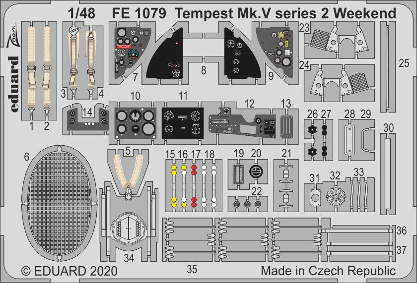 

Фототравление Eduard 1/48 Tempest Mk. V series 2 Weekend