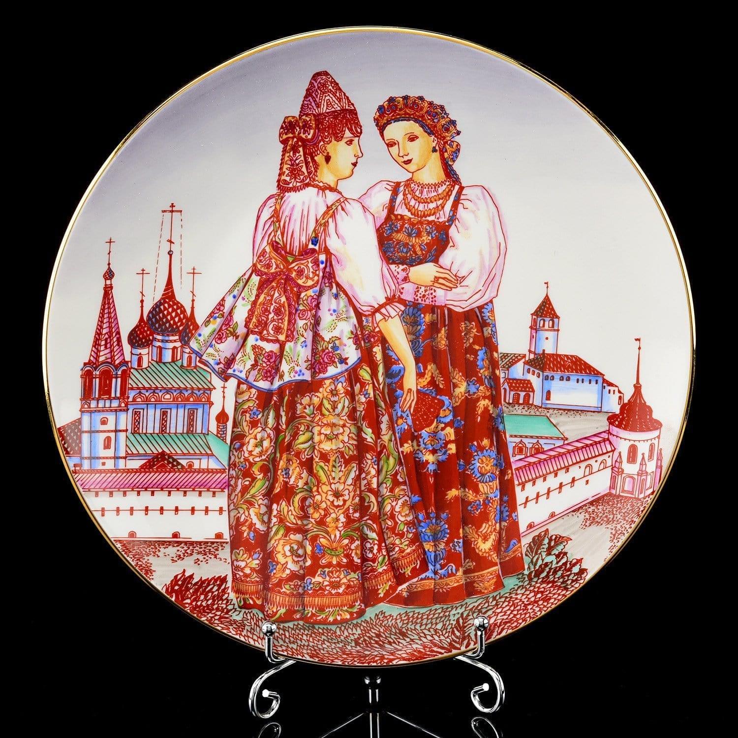 фото Декоративная тарелка "ярославские сударыни" форма эллипс ифз императорский фарфор
