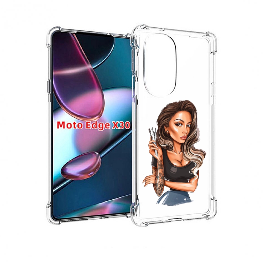 

Чехол MyPads Девушка-бровист для Motorola Moto Edge X30, Прозрачный, Tocco