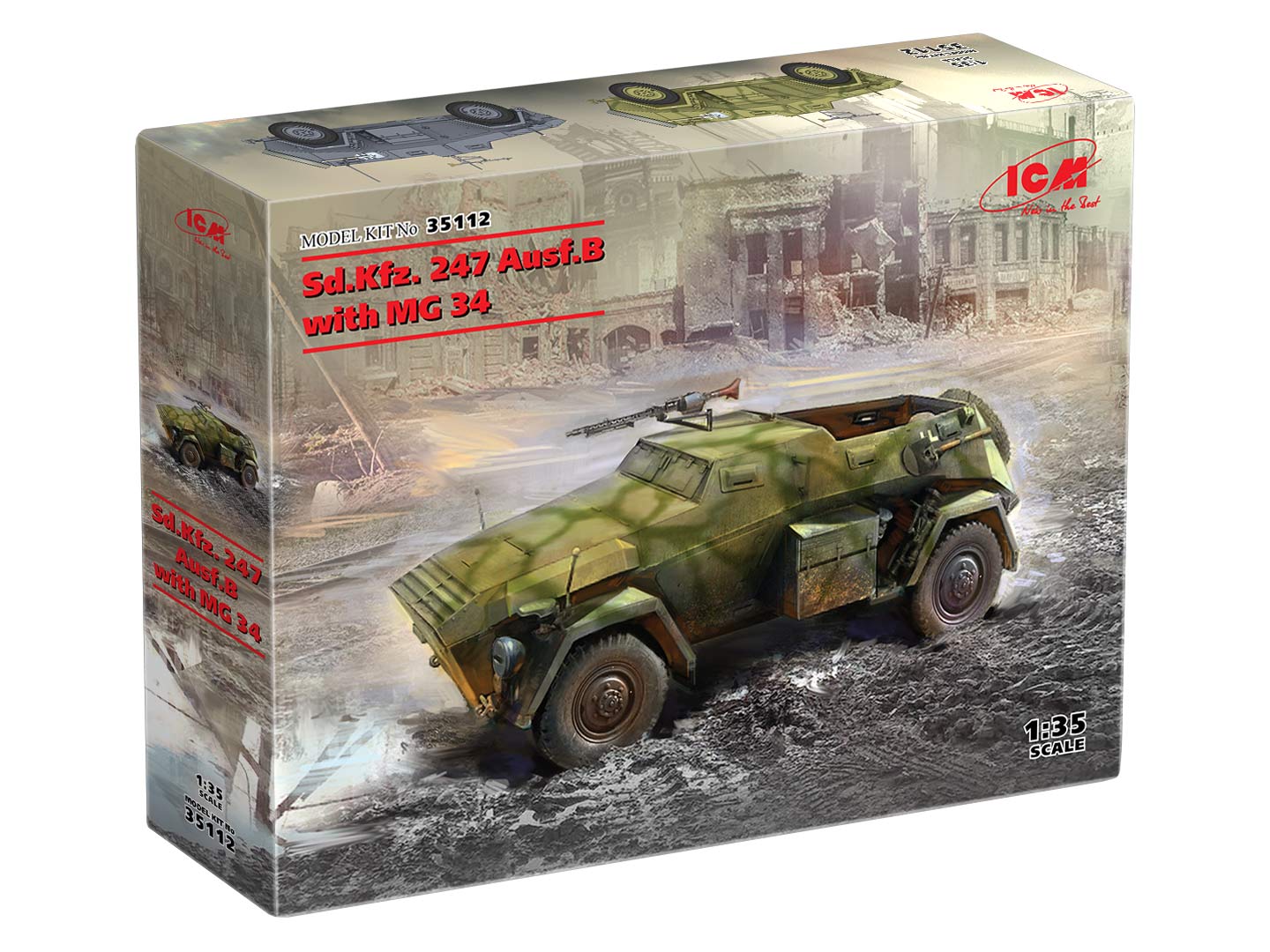 

Сборная модель ICM 1/35 Немецкий бронеавтомобиль с пулеметом MG 34 Sd.Kfz. 247 Ausf.B